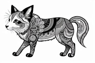 draw your pet animal in abstract one line art illustration