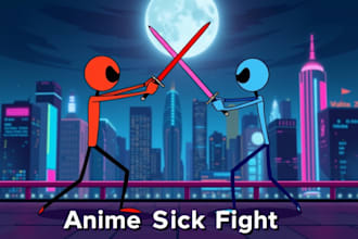 create promotional stickman animation videos 2d fighting content in anime style