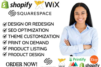 do etsy shopify print on demand store printful printify wix squarespace website