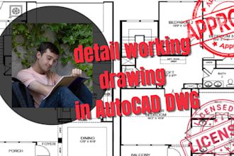2d floor plan and detail working drawing in autocad dwg