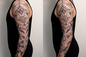 create sleeve tattoo design in geometric style