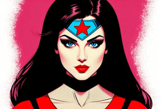 draw custom superhero pop art portrait