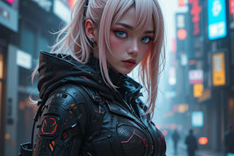 make sci fi or cyberpunk, star wars character artwork