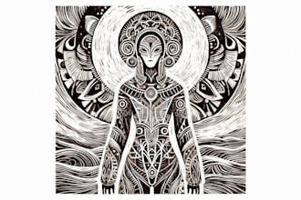 draw a custom portrait in linocut style