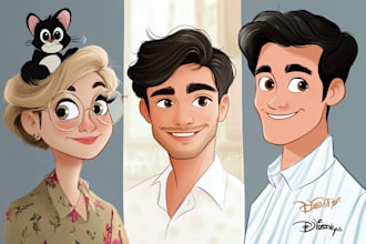 design your portrait into a disney style cartoon