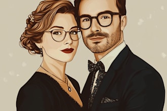 draw simpsonized couple portrait
