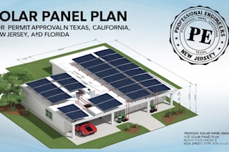 design and pe stamp solar panel plans for permit approval in tx, ca, nj, fl