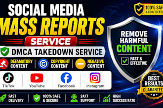 takedown harassing remove copyright mass reports facebook instagram youtube dmca