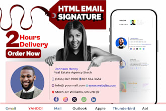 make clickable HTML email signature mail footer for gmail, outlook etc