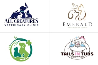 do professional pet, dog, cat, animal, veterinary clinic, and pet grooming logo