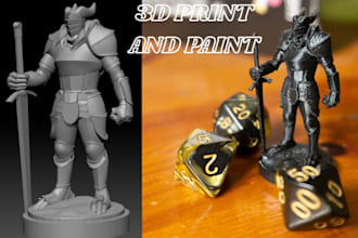 print, paint your custom 3d models,miniatures,dnd, figurines with shipping