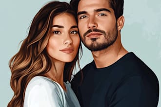 draw high realistic couple vector portrait from photo