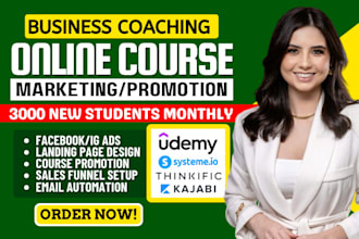 do udemy online promotion, kajabi business coaching, thinkific consulting sales