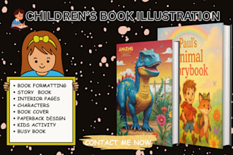 do cute children book illustrations and design book cover and typesetting amazon