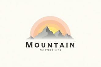 make a high quality simple mountain sunrise minimalist logo
