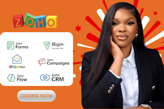 setup zoho crm, zoho bigin, zoho campaigns, workflow, forms , mail , zoho flow