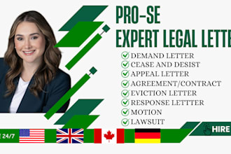 draft and submit legal demand letter and cease and desist from a USA law firm