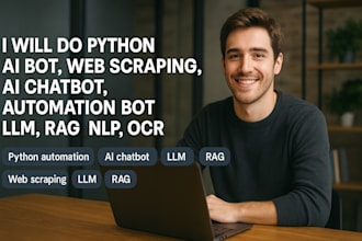 do python ai bot, web scraping, ai chatbot, automation bot, llm, nlp, ocr, llama