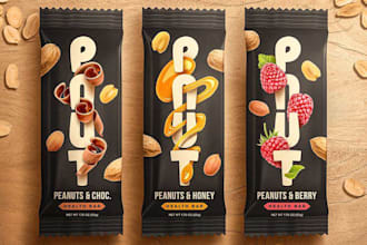 design chocolate wrapper, protein bar package, food package, label design