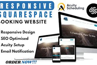 build squarespace business website design, booking acuity scheduling website