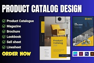 design product catalog, magazine layout, lookbook, sell sheet, product catalogue