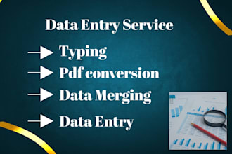 do excel data entry ,copy paste,typing, convert PDF, data entry, data cleaning