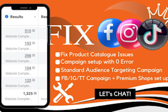 fix facebook, instagram and tiktok ads or shop issues, setup fb, tt and ig ads