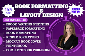do book formatting, kindle ebook formatting and paperback formatting for KDP
