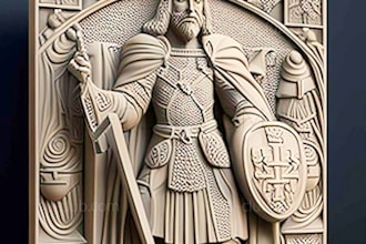 3d bas relief cnc bas relief 3d wall art medieval for cnc, stl, 3d printing