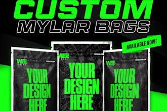design custom mylar bags for food, weed, or product packaging