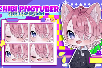 draw png tuber model for streaming in chibi vtuber style