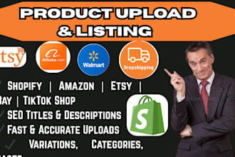 upload list shopify etsy wooecommerce product ebay walmart listing dropshipping