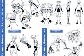 draw a character sheet of your oc in black and white