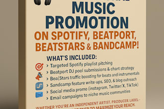 do music promotion, beatport,  spotify, bandcamp music promotion