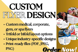 design create medical corporate gym spa trifold bifold business flyers design