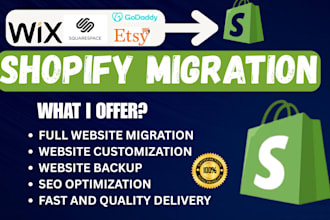 copy clone transfer wix squarespace wordpress  to shopify migration data backup