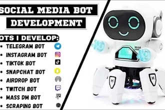 develop social media bot, youtube bot, instagram bot, tiktok bot, twitter bot