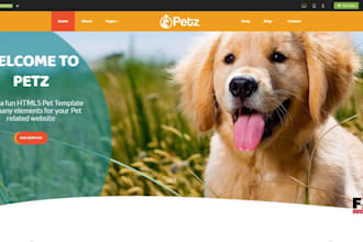 create wordpress website for dogs, cats, pet training, pet care, pet supplier