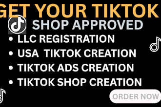 create a USA tiktok shop account, setup USA UK ads manage affiliate llc approval