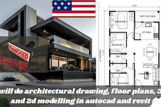 do architectural drawing, floor plans, 3d and 2d modelling in autocad and revit
