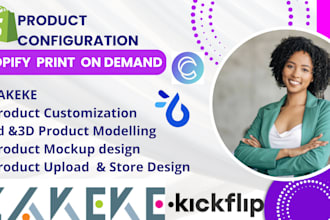 integrate 2d 3d product configuration with zakeke kickflip customily teeinblue