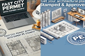 provide stamped architectural, mep, and interior design drawings for city permit