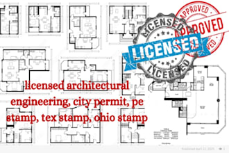 provide fl tx ca ny dc mo, mt, ne, architectural drawing pe stamp city permit