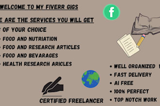 write food, health and nutrition article and research topics