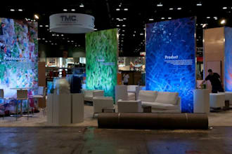 design eye catching and functioning  trade show booth for the exhibition