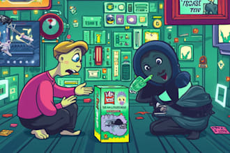 draw any cartoon illustration with background for meme coin art