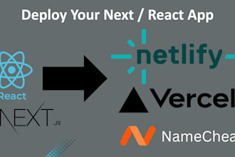 deploy you react next web on vercel netlify namecheap