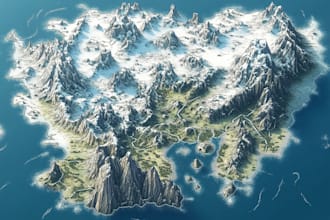 draw a custom map for fantasy, scifi, book or boardgame