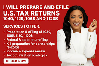prepare and efile 1040, 1120, 1065, and 1120s US tax returns