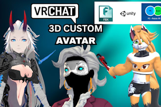 create unique vrchat 3d avatar anime vr character, furry avatar for PC or quest